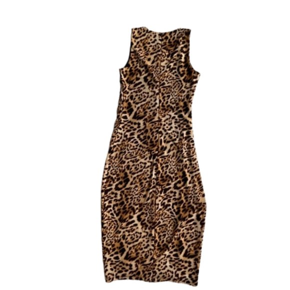 INC Bodycon Dress Size Small Cheetah Print Silhouette Sleeveless Ruched New - Picture 3 of 13
